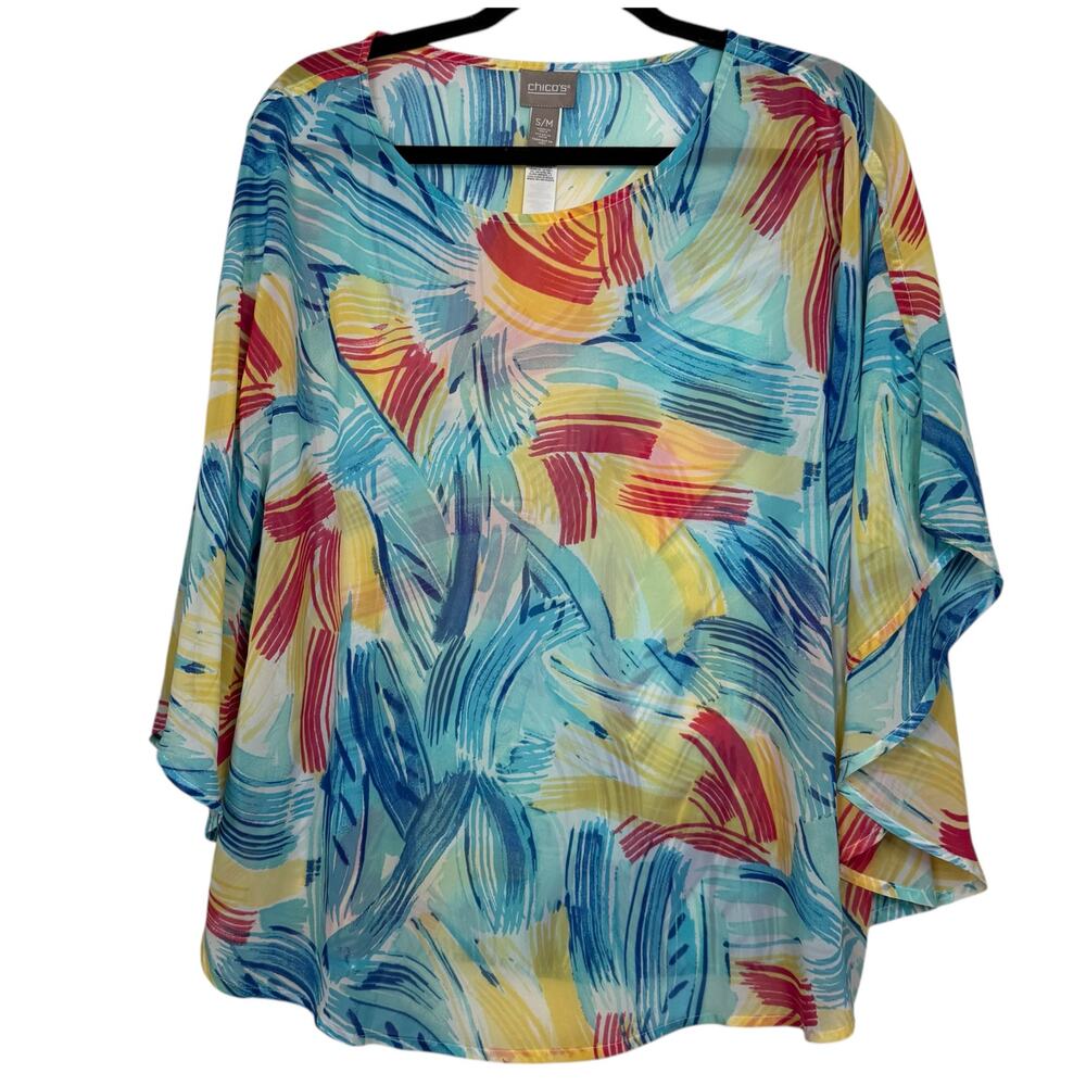 Chico's Colorful Strokes Chianti Poncho Small / Medium